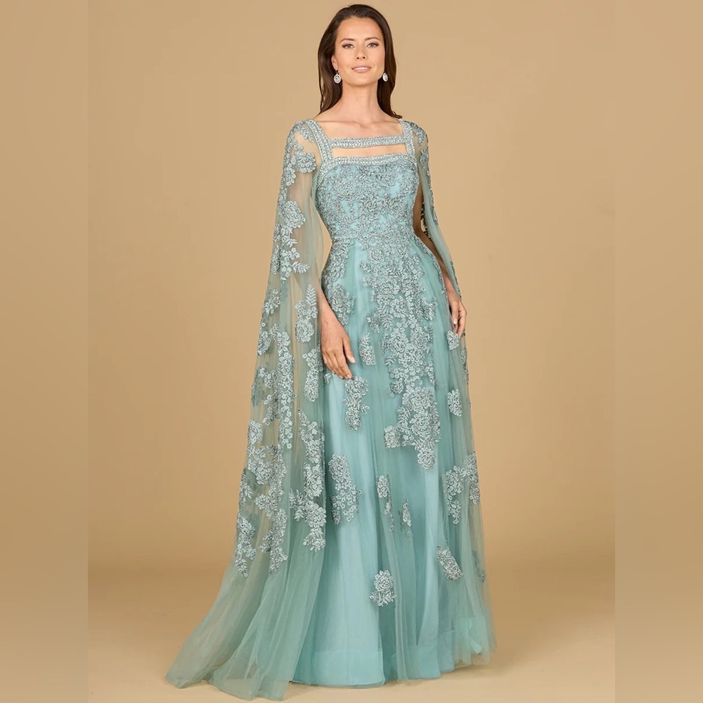 Lara 29138 - Lace Gown with Long Cape